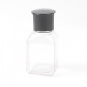 CLEAR ROUND BOTTLE WITH BLACK CAP CODE: 128